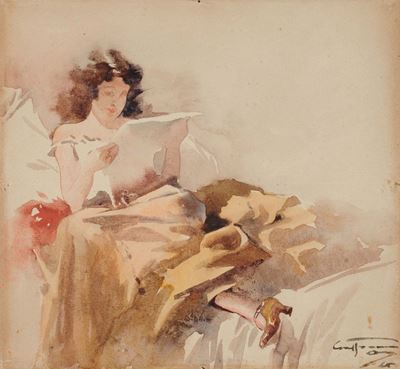 Aurelio Craffonara (1875-1945)donna che Legge