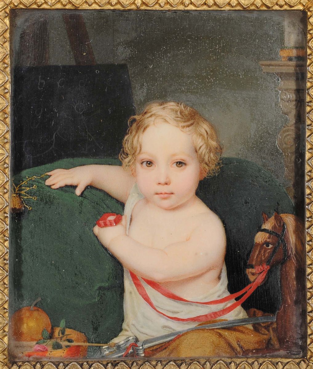 Coppia di Miniature con Bambini, XIX Secolo