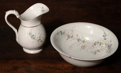 Brocca e Catino in Ceramica Policroma Ginori