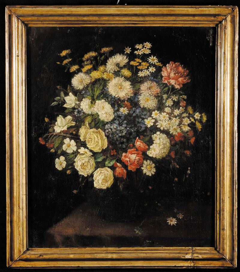 Scuola del XIX secolo Natura morta con fiori  - Asta Antiquariato e Dipinti Antichi - Cambi Casa d'Aste