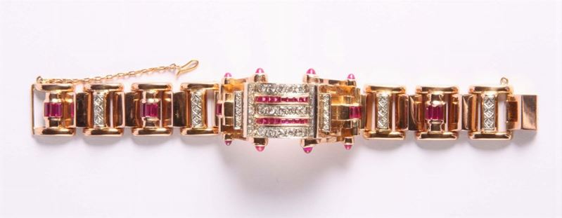 Bracciale in stile Tank 1940  - Asta Argenti e Gioielli Antichi e Contemporanei - Cambi Casa d'Aste