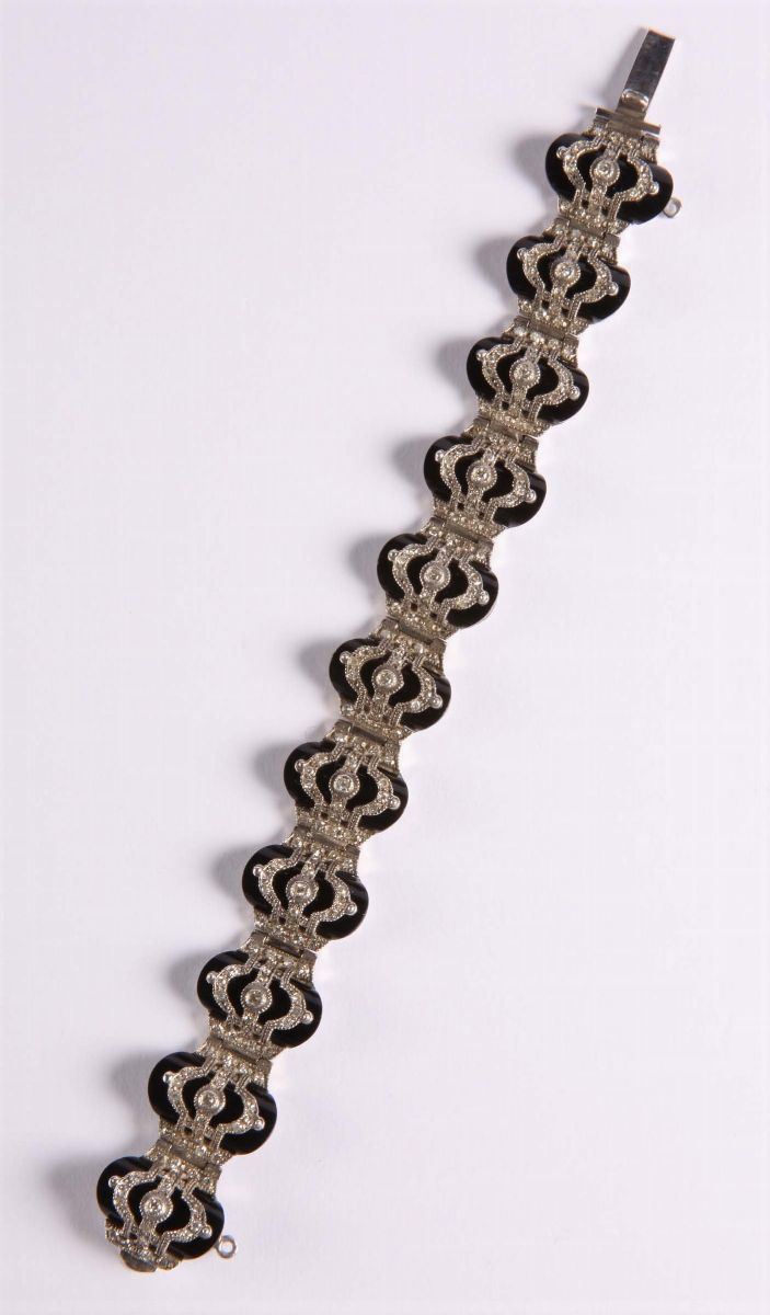 Bracciale con diamanti e onice  - Auction Silvers, Ancient and Comtemporary Jewels - Cambi Casa d'Aste