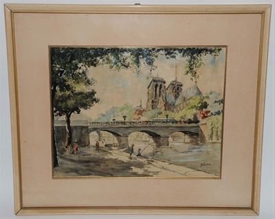 Yvonne Canu (1921-2007)veduta di Parigi