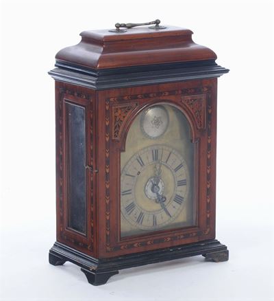 Orologio da Tavolo con Cassa in Legno Intarsiato