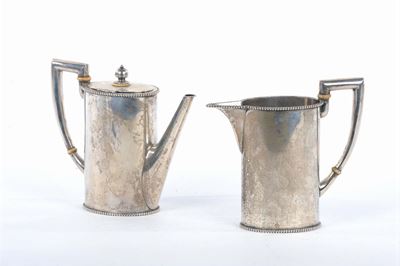 Caffettiera e Lattiera in Argento, Gr. 760