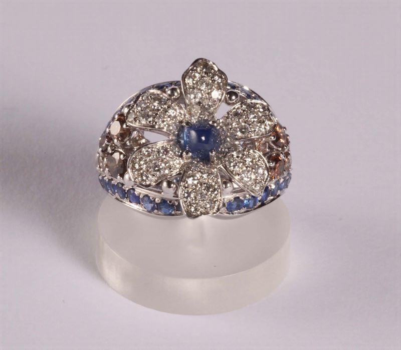 Anello con zaffiro taglio cabochon  - Asta Argenti e Gioielli Antichi e Contemporanei - Cambi Casa d'Aste
