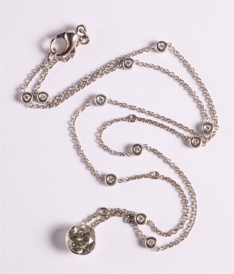 Girocollo con diamante centrale di ct 2,00  - Auction Silvers, Ancient and Comtemporary Jewels - Cambi Casa d'Aste