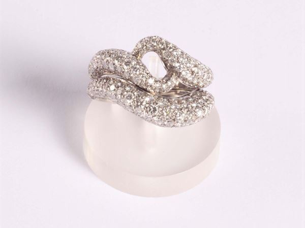 Anello con pavé di diamanti. Firmato Paolo Bongia