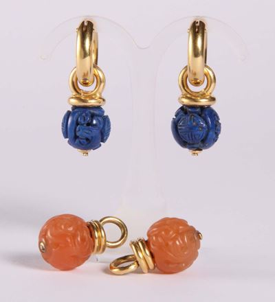Orecchini con Lapislazuli e Corniola Incisi