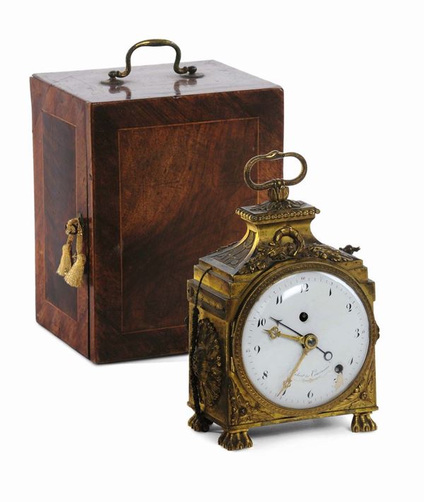 Marescialla in bronzo dorato con custodia in legno, Francia, Robert & Courvoisier