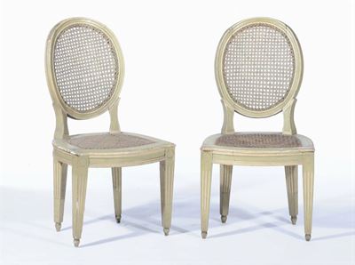 Coppia di Sedie in Stile Laccate Verdi