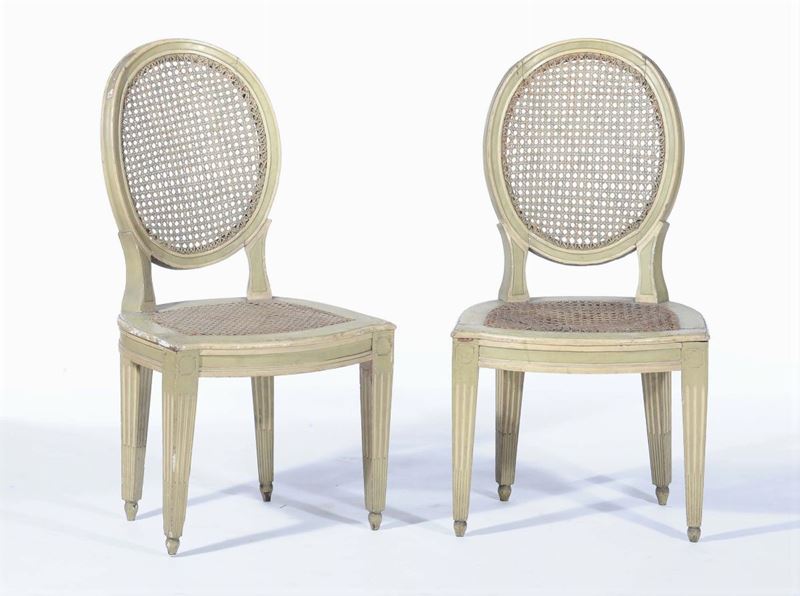 Coppia di sedie in stile laccate verdi  - Asta Asta OnLine 07-2012 - Cambi Casa d'Aste