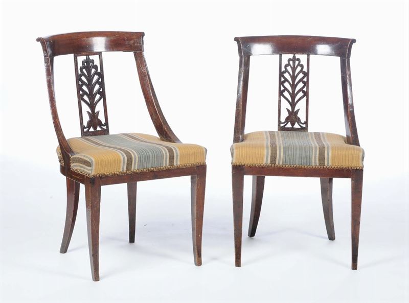 Due sedie in mogano in stile Carlo X  - Asta Antiquariato e Dipinti Antichi - Cambi Casa d'Aste