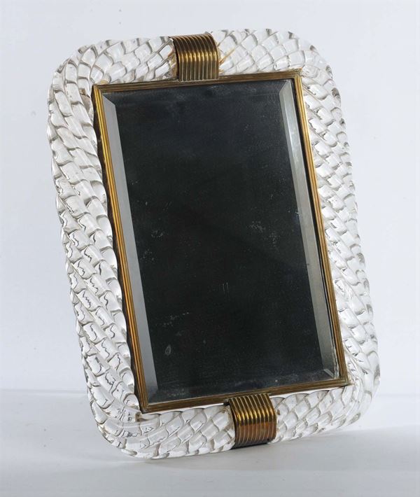 Specchio in vetro tipo Venini, firma Seguso