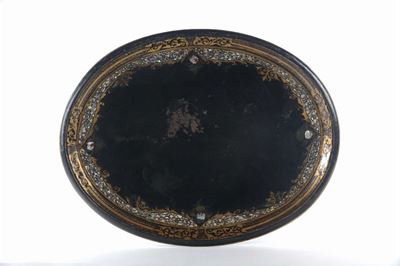 Vassoio Ovale in Metallo Laccato in Nero