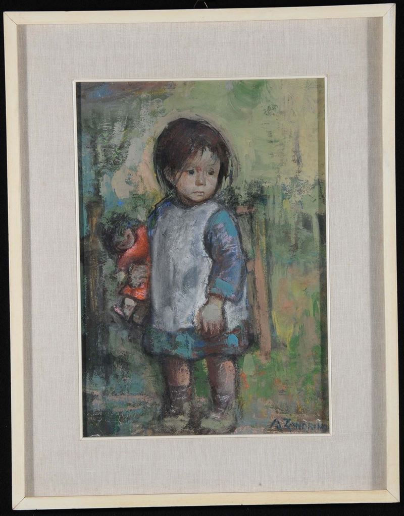 Adelina Zandrino (1893-1994) Ritratto di bambina  - Asta Dipinti del XIX e XX secolo - Cambi Casa d'Aste