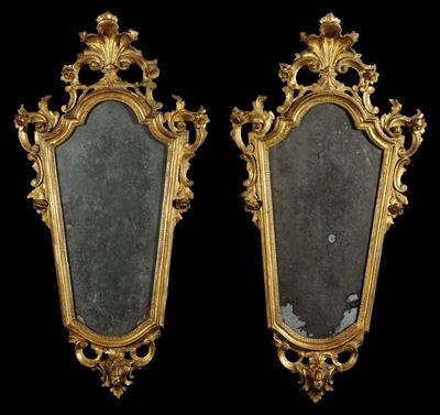 Coppia di Specchiere in Legno Dorato, Piemonte Fine XVIII Secolo