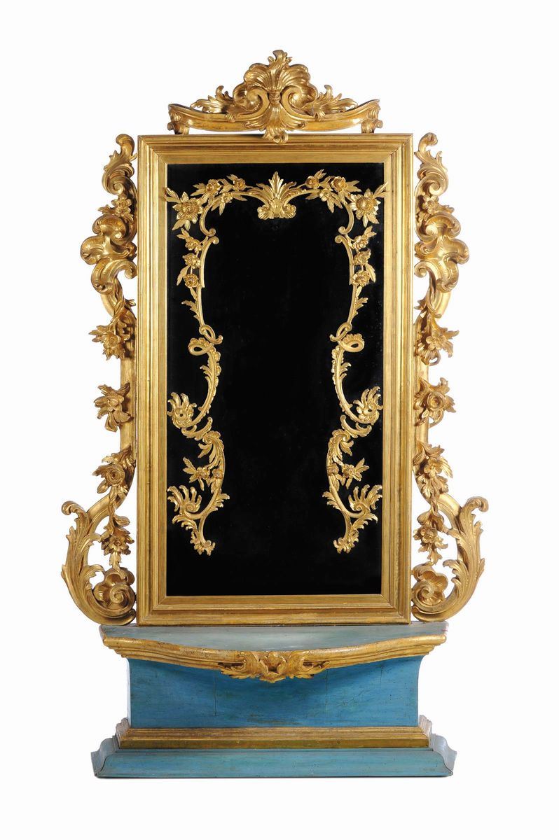 Specchiera da ingresso con mensola alla base, XVIII secolo  - Auction Antique and Old Masters - Cambi Casa d'Aste