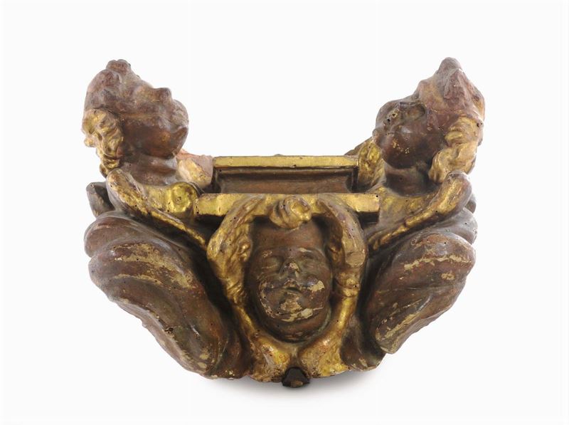 Mensola in legno intagliato con putti, Toscana XVII secolo  - Auction Time Auction 8-2014 - Cambi Casa d'Aste