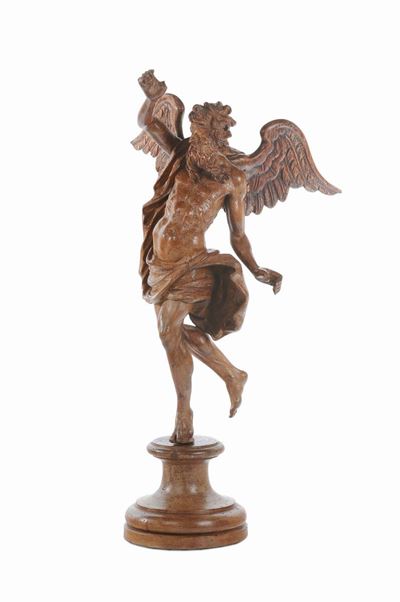 Scultura in Legno Raffigurante Chronos, XVIII Secolo