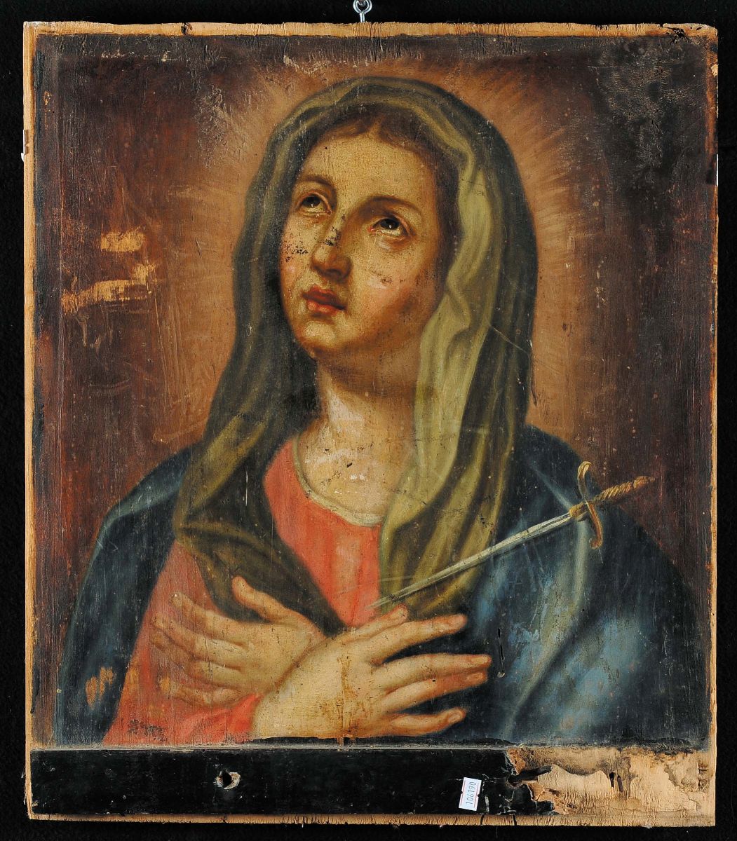 Coppia di Tavole Dipinte su Ambo i Lati con Raffigurazioni Religiose, XVIII Secolo