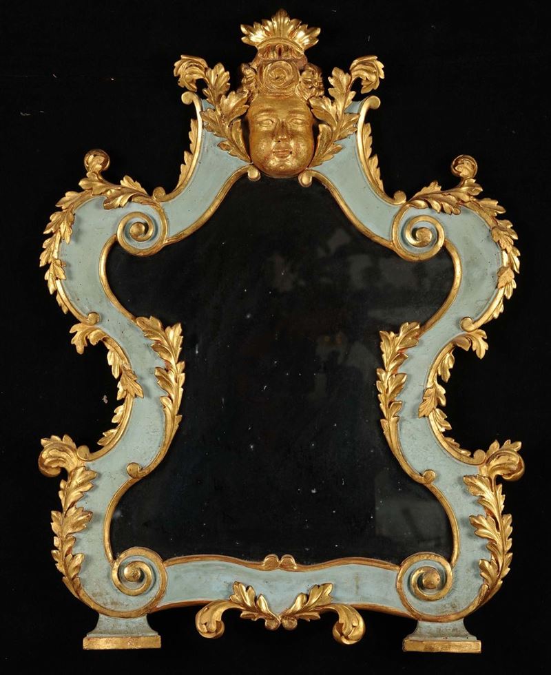 Specchiera in legno intagliato, laccato e dorato, XVIII secolo  - Auction Antique and Old Masters - Cambi Casa d'Aste