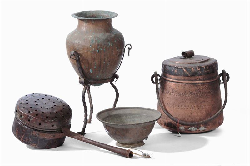 Lotto di quattro oggetti in rame  - Auction Antique and Old Masters - Cambi Casa d'Aste