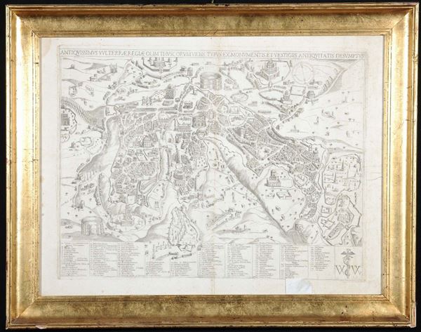 Incisione raffigurante l’antica Volterra, XVIII secolo