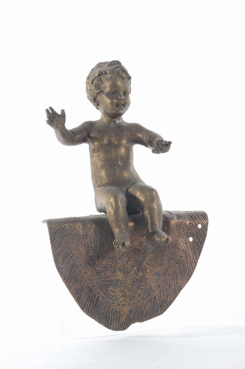 Bronzo raffigurante angioletto con drappo, inizio XX secolo  - Auction OnLine Auction 4-2013 - Cambi Casa d'Aste