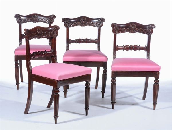 Quattro sedie tipo Peters in mogano, Inghilterra XIX secolo