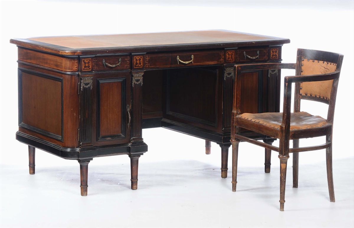 Studio in Stile Napoleone III con Decoro a Filettatura, XX Secolo