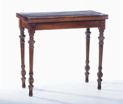 Tavolo da Gioco in Noce con Gambe Tornite, XIX Secolo