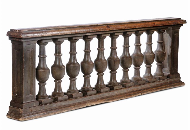 Balaustra in legno con colonne tornite, Siena XVII secolo  - Auction Time Auction 7-2014 - Cambi Casa d'Aste