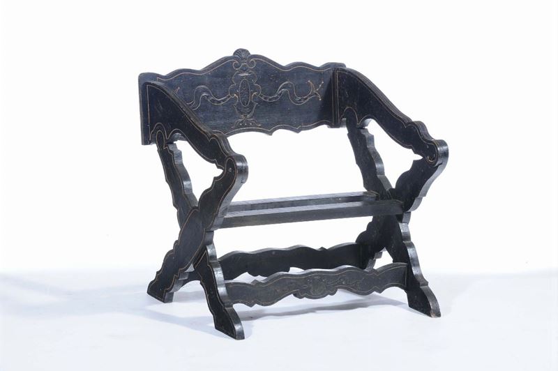 Sedia inginocchiatoio in legno ebanizzato, XIX secolo  - Auction Time Auction 7-2014 - Cambi Casa d'Aste