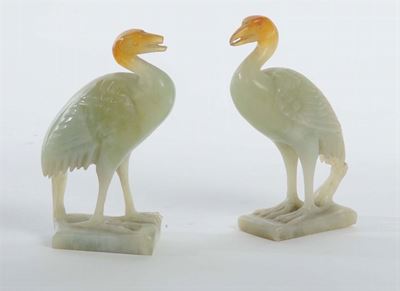 Coppia di Aironi in Pietra Dura, Cina XX Secolo