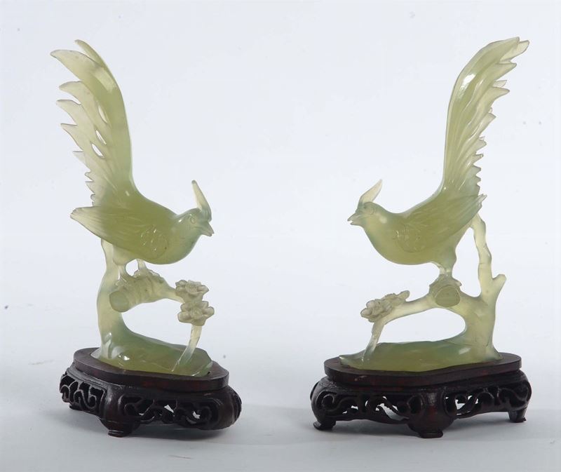 Coppia di galli in pietra dura, Cina  - Auction Antique and Old Masters - Cambi Casa d'Aste