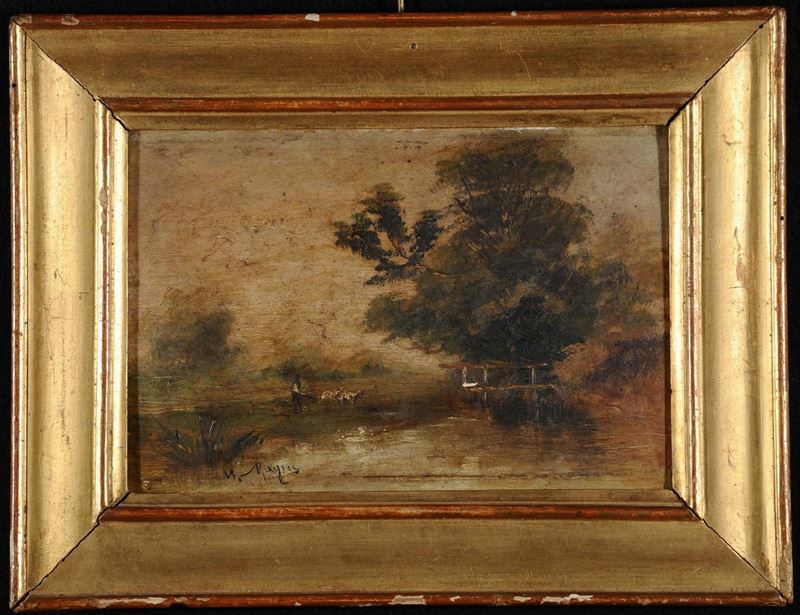Anonimo del XIX secolo Paesaggio campestre  - Auction OnLine Auction 04-2012 - Cambi Casa d'Aste