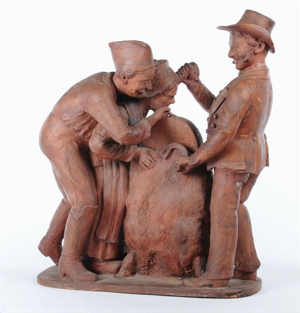 Grande gruppo in terracotta raffigurante personaggi