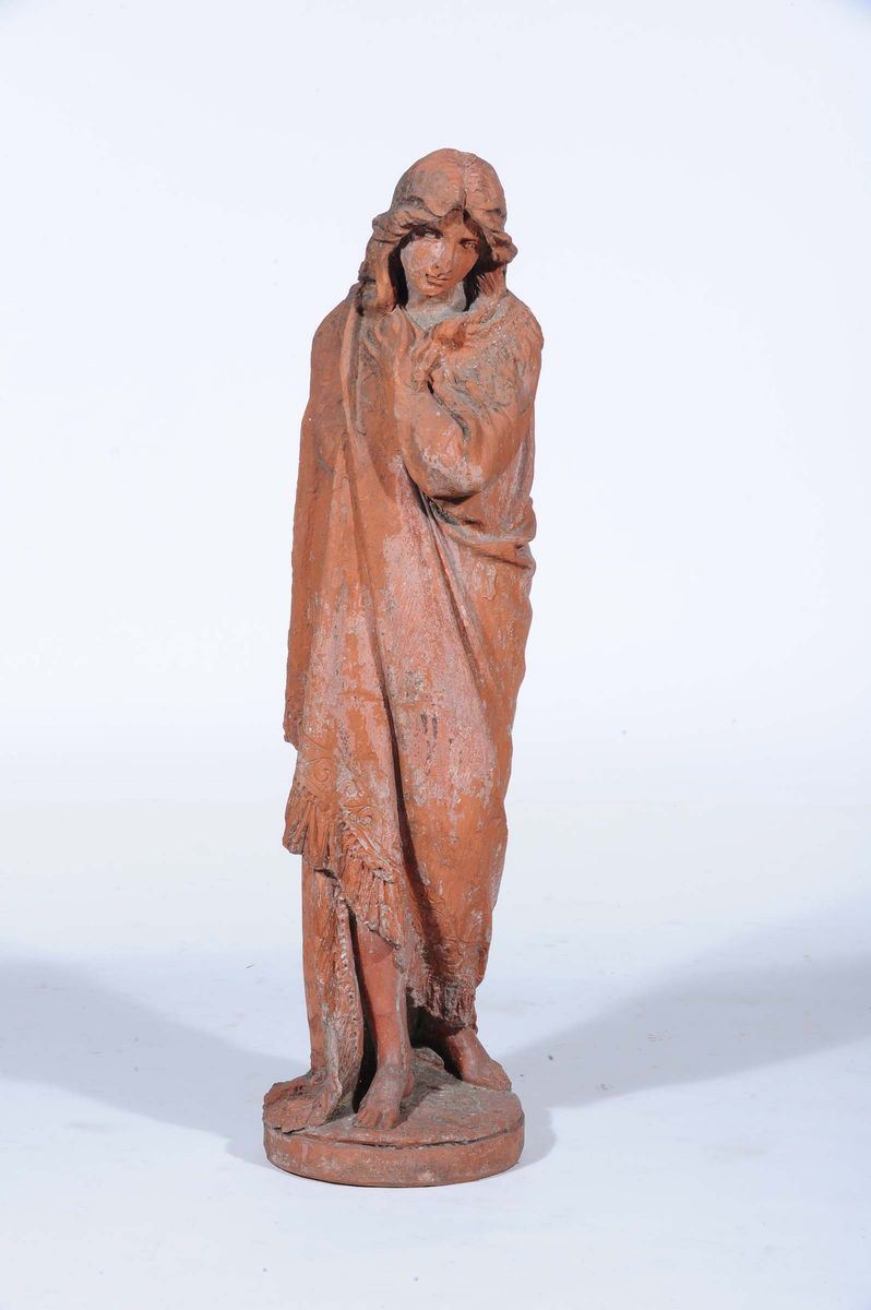 Scultura in terracotta raffigurante figura allegorica dell'inverno  - Auction Antique and Old Masters - Cambi Casa d'Aste