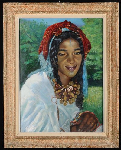 Anonimo del XX Secolodonna Africana con Gioielli