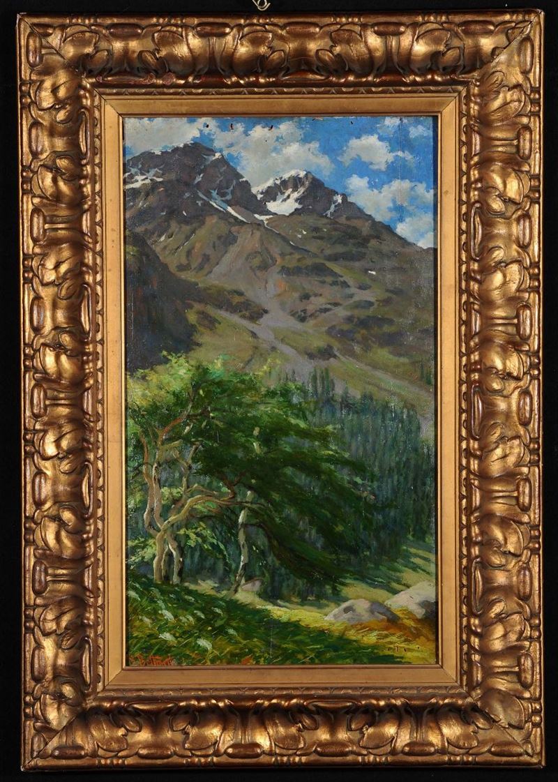 Mario Giuseppe Bettinelli (1880-1953), attribuito a Paesaggio montano  - Auction OnLine Auction 04-2012 - Cambi Casa d'Aste