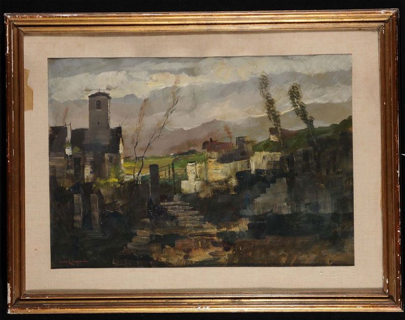 Lucio Cargnel (1903-1998), attribuito a Paesaggio montano  - Auction OnLine Auction 04-2012 - Cambi Casa d'Aste