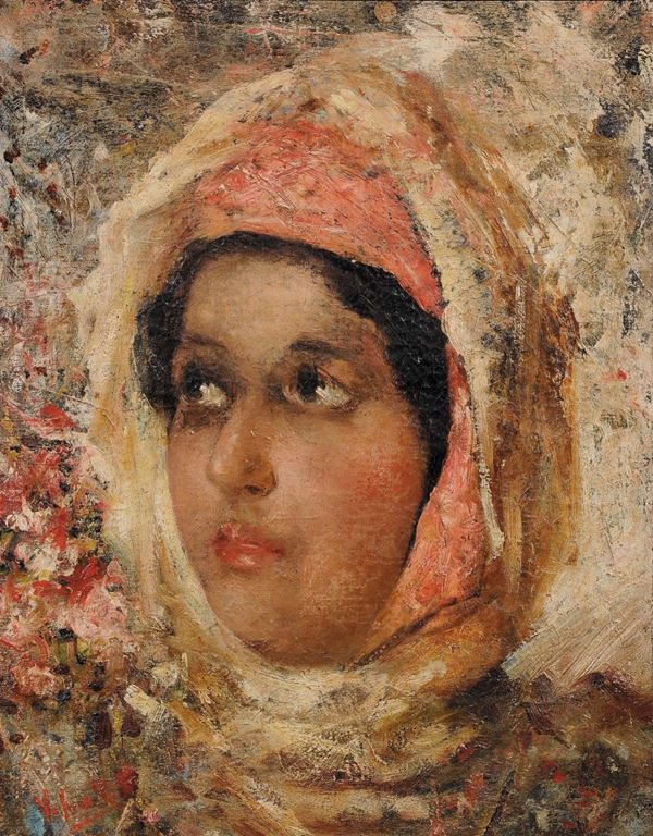 Vincenzo Irolli (1860-1942/49) Donna con velo