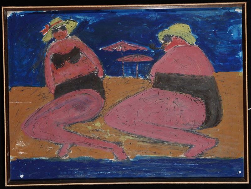 Anonimo del XX secolo Bagnanti rosa  - Auction OnLine Auction 04-2012 - Cambi Casa d'Aste