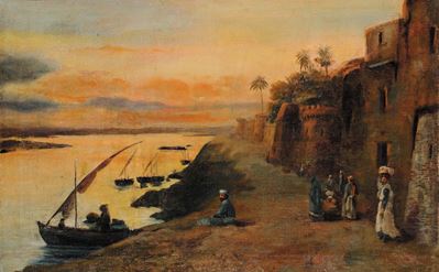 Hermann Corrodi (1844-1905)paesaggio Arabo