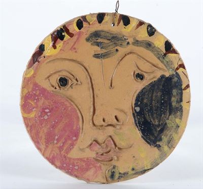 Formella in Terracotta Raffigurante Volto, Orlar 1957