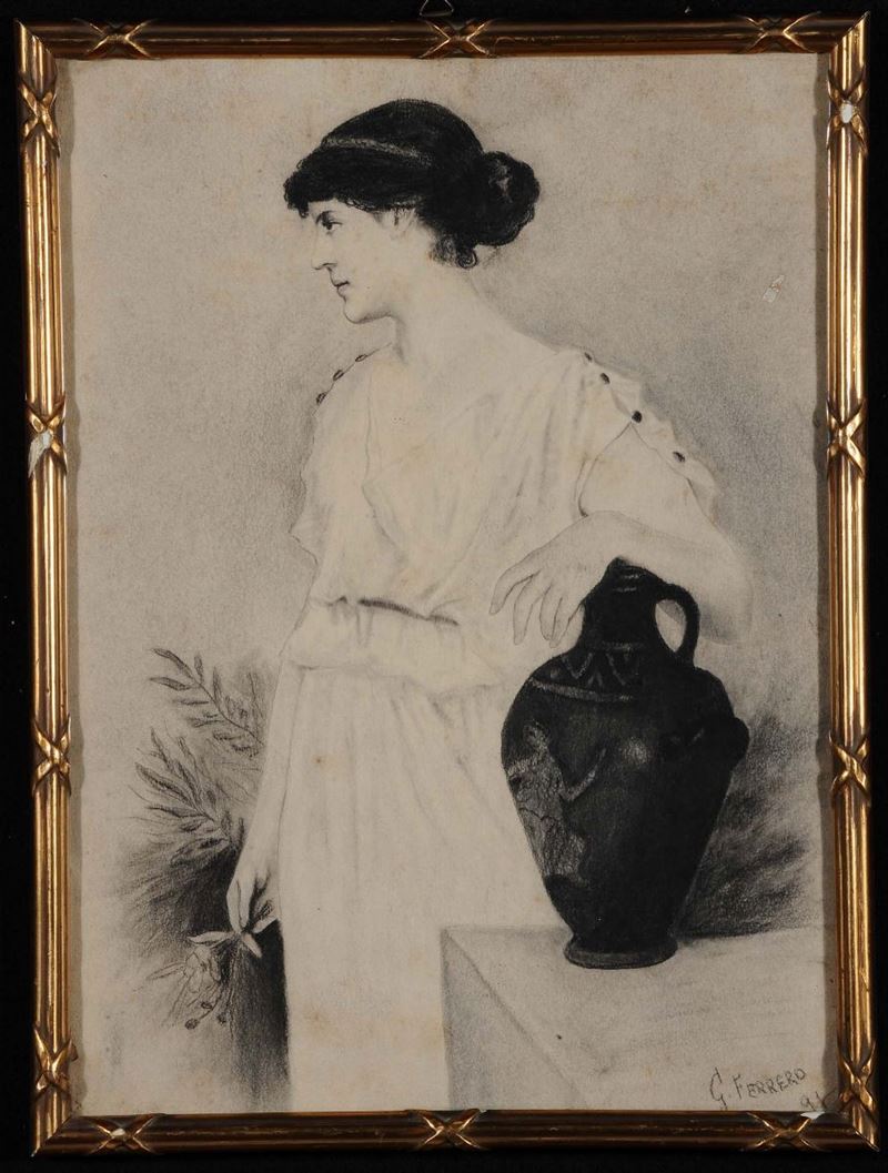 Gabriele Ferrero Donna con brocca  - Asta Dipinti del XIX e XX secolo - Cambi Casa d'Aste