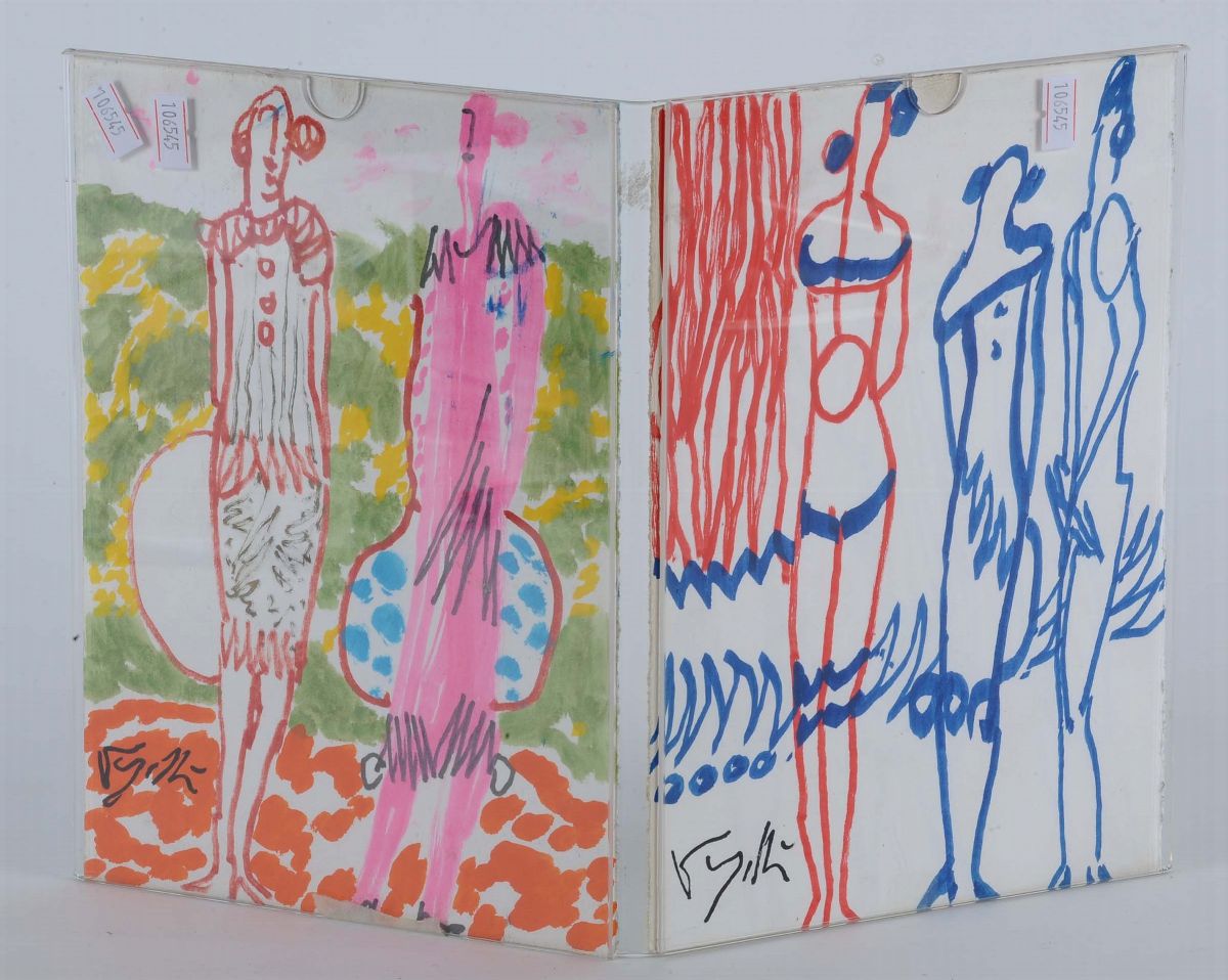 Coppia di Disegni a Pennarello