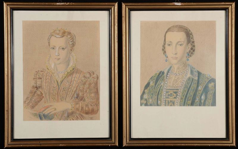 Anonimo del XIX secolo Nobildonne con perle  - Asta Asta OnLine 04-2012 - Cambi Casa d'Aste