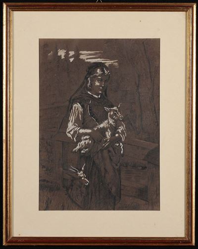Anonimo del XIX Secolopastorella con Caprette, 1888